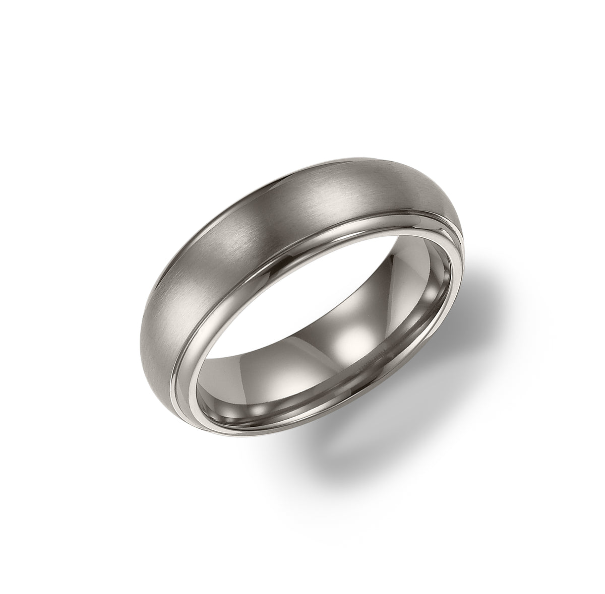 6mm Domed Titanium Comfort Fit Band with Satin Finish Center and Bright Polished Edge.