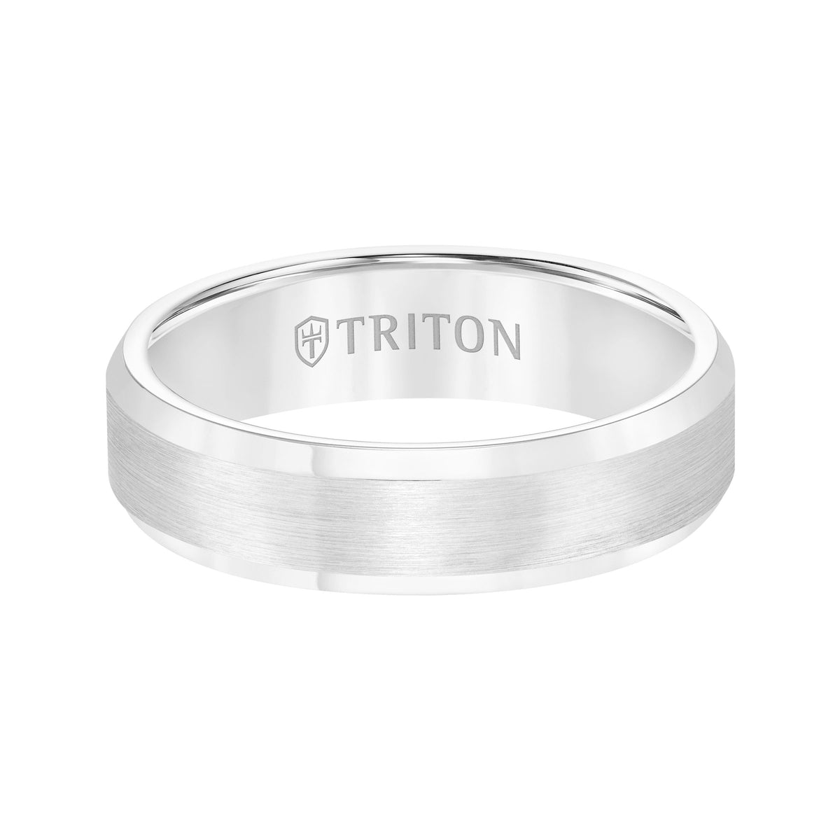 6mm Bevel Edge Black Tungsten Carbide comfort fit Band with center satin finish and bright polished edge