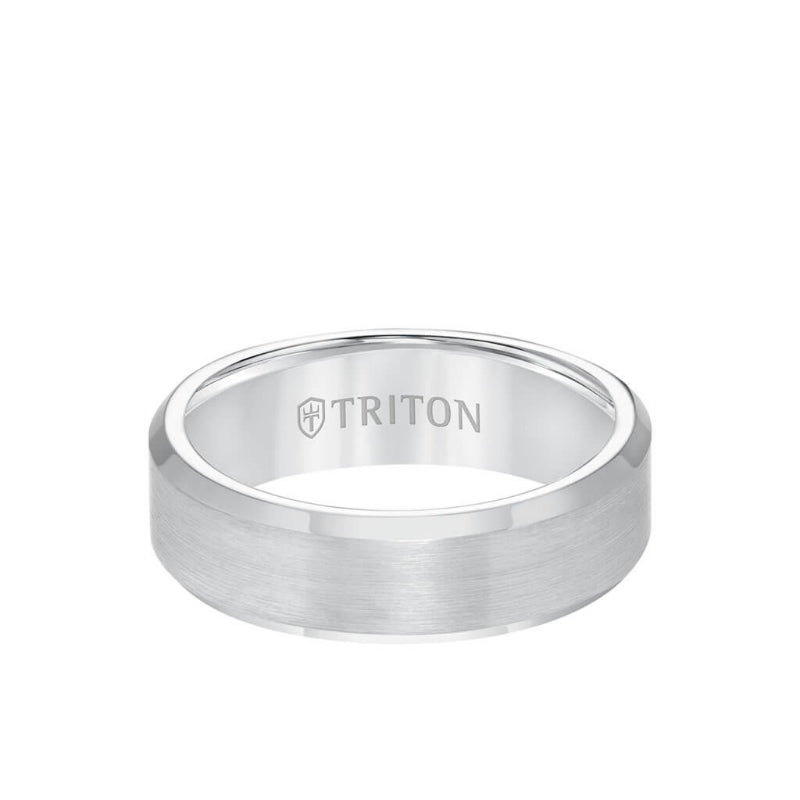 Triton 7MM Tungsten Carbide Ring - Satin Finish and Bevel Edge