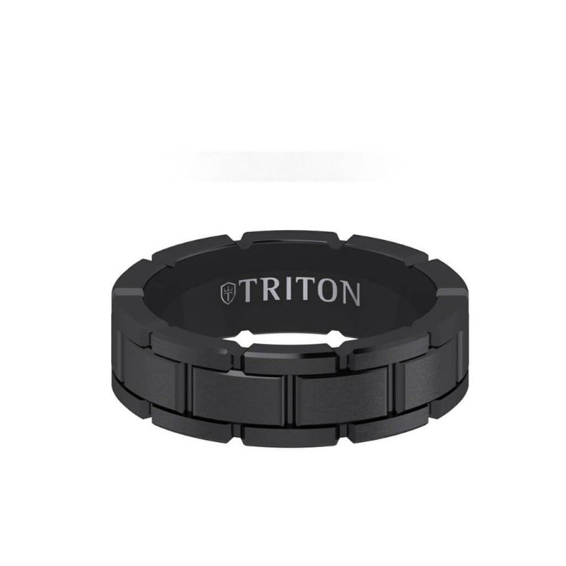 Triton 7MM Tungsten Black DLC Ring - T-Link Design