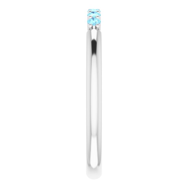 14K White Aquamarine Stackable Ring