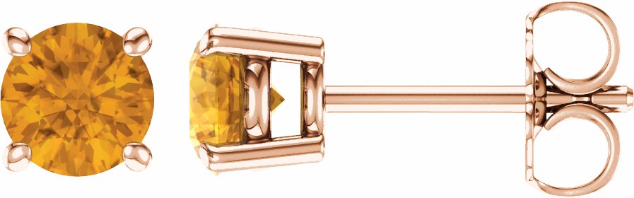 14K Rose 5 mm Round Citrine Earrings