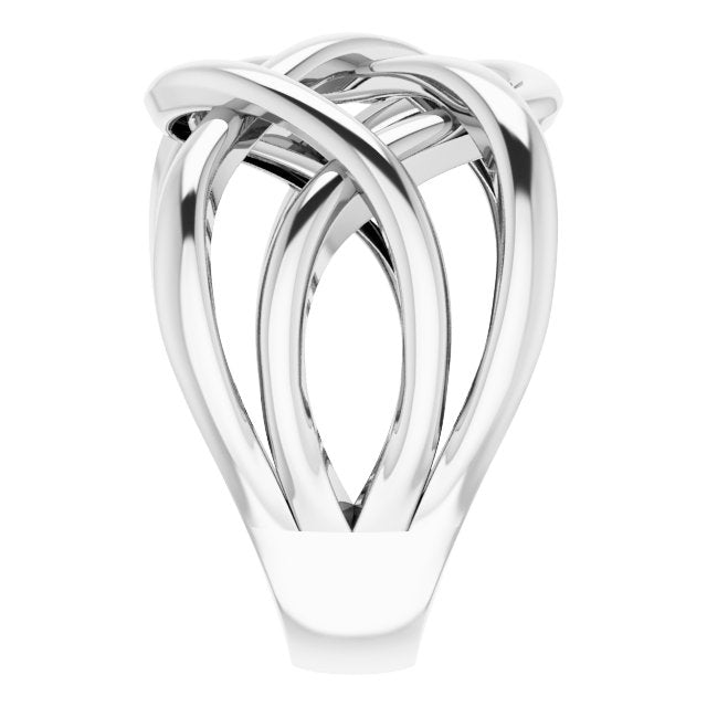 14K White Criss-Cross Ring