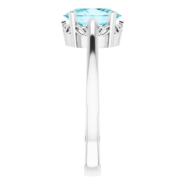 14K White Blue Zircon Ring