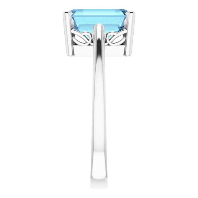 14K White Aquamarine Scroll Settingu00ae Ring