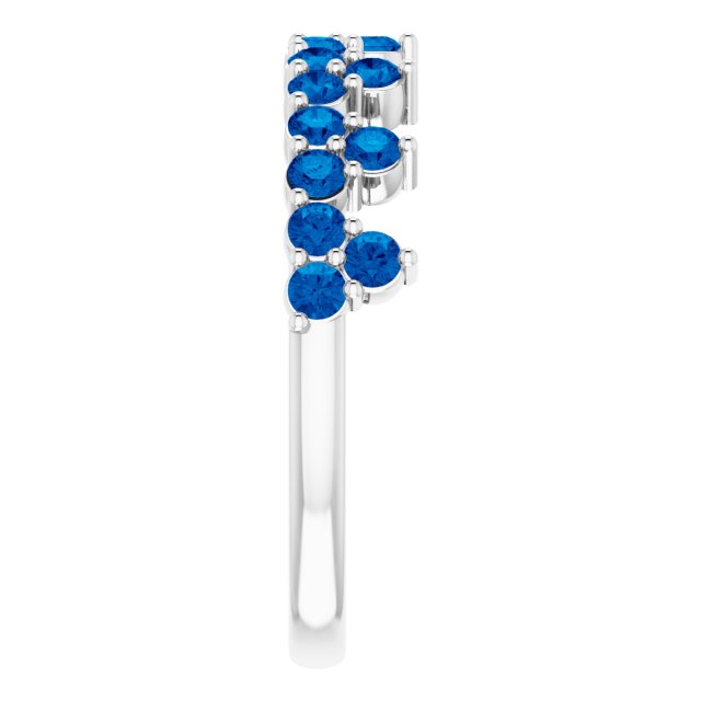 14K White Blue Sapphire Crown Ring