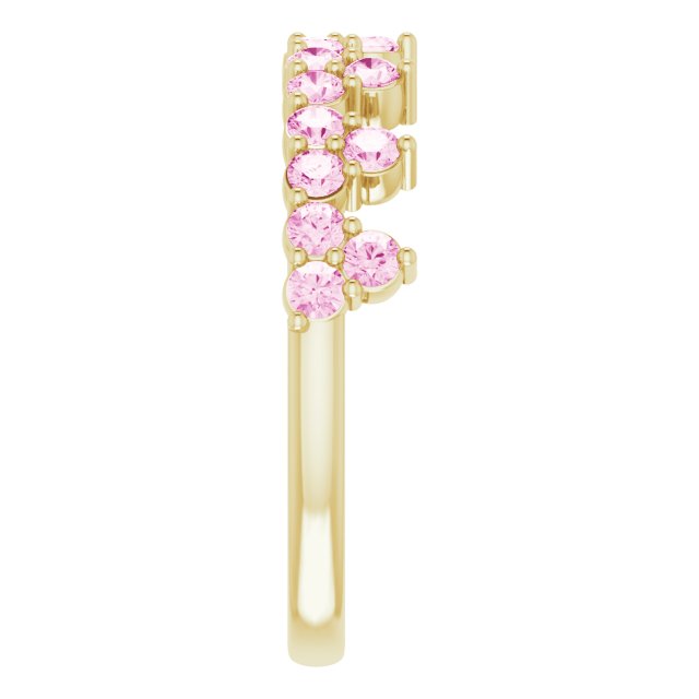 14K Yellow Pink Sapphire Crown Ring