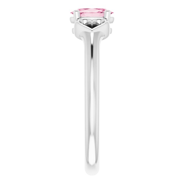 14K White 5x3 mm Oval Tourmaline Youth Heart Ring