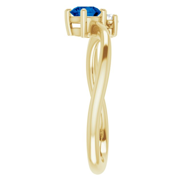 14K Yellow Blue Sapphire & .025 CTW Diamond Ring