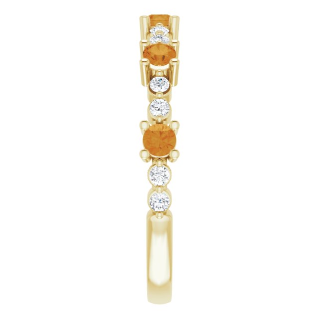 14K Yellow Citrine & 1/5 CTW Diamond Ring