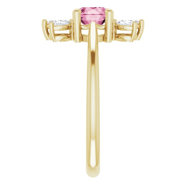 14K Yellow Pink Tourmaline & 1/4 CTW Diamond Ring
