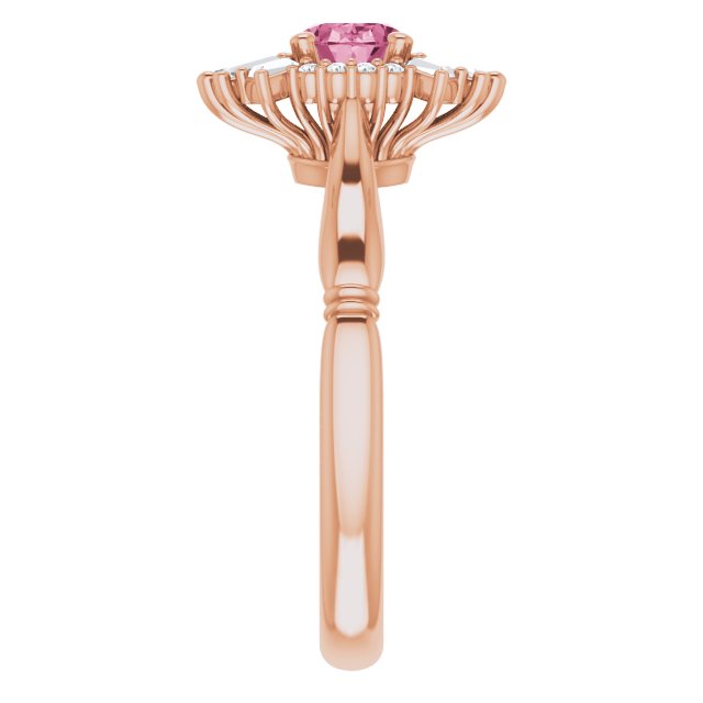 14K Rose Pink Tourmaline & 1/4 CTW Diamond Ring