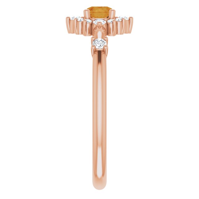 14K Rose Citrine & 1/6 CTW Diamond Ring