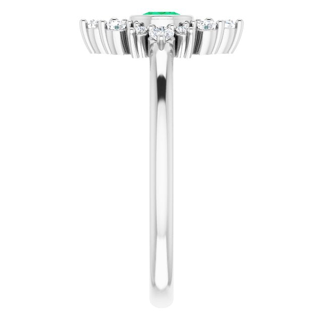 14K White Emerald & 1/5 CTW Diamond Ring