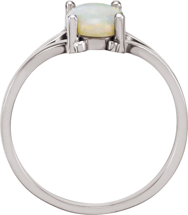 14K White Opal Ring