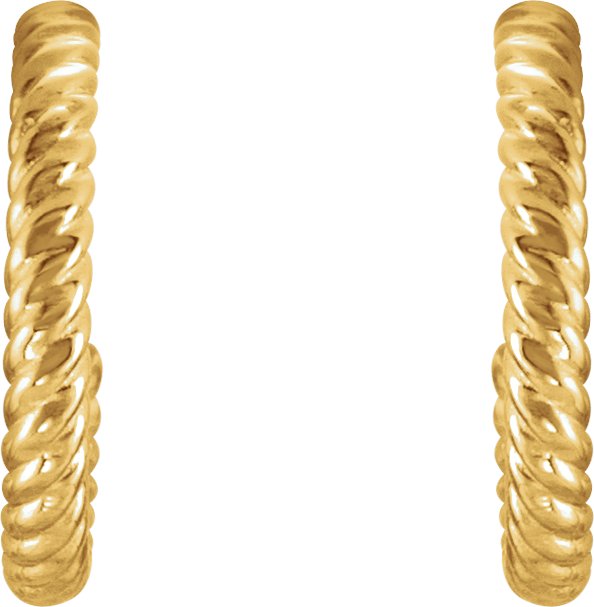 14K Yellow 12 mm Rope Hoop Earrings