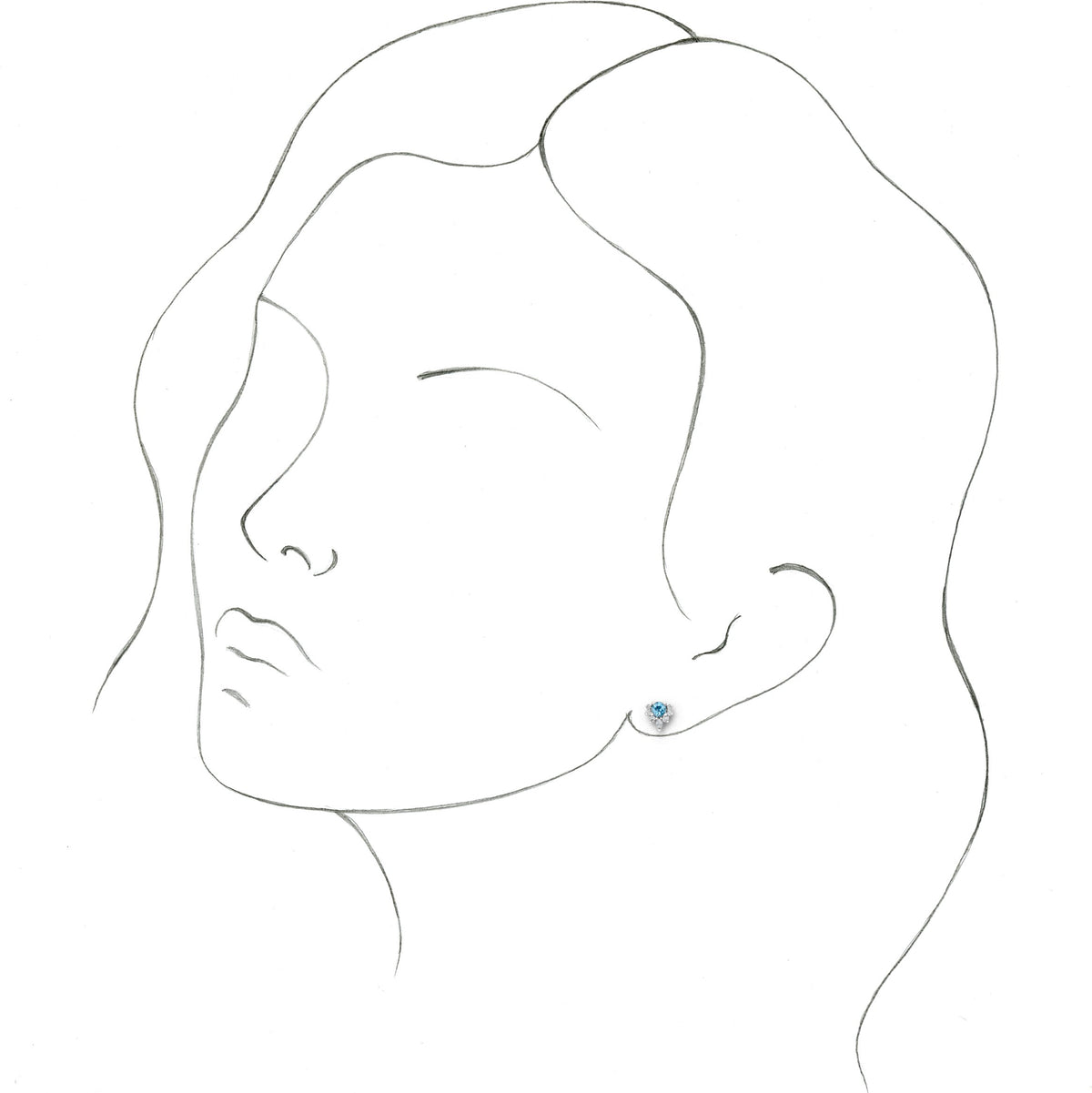 14K White Aquamarine & 1/6 CTW Diamond Earrings