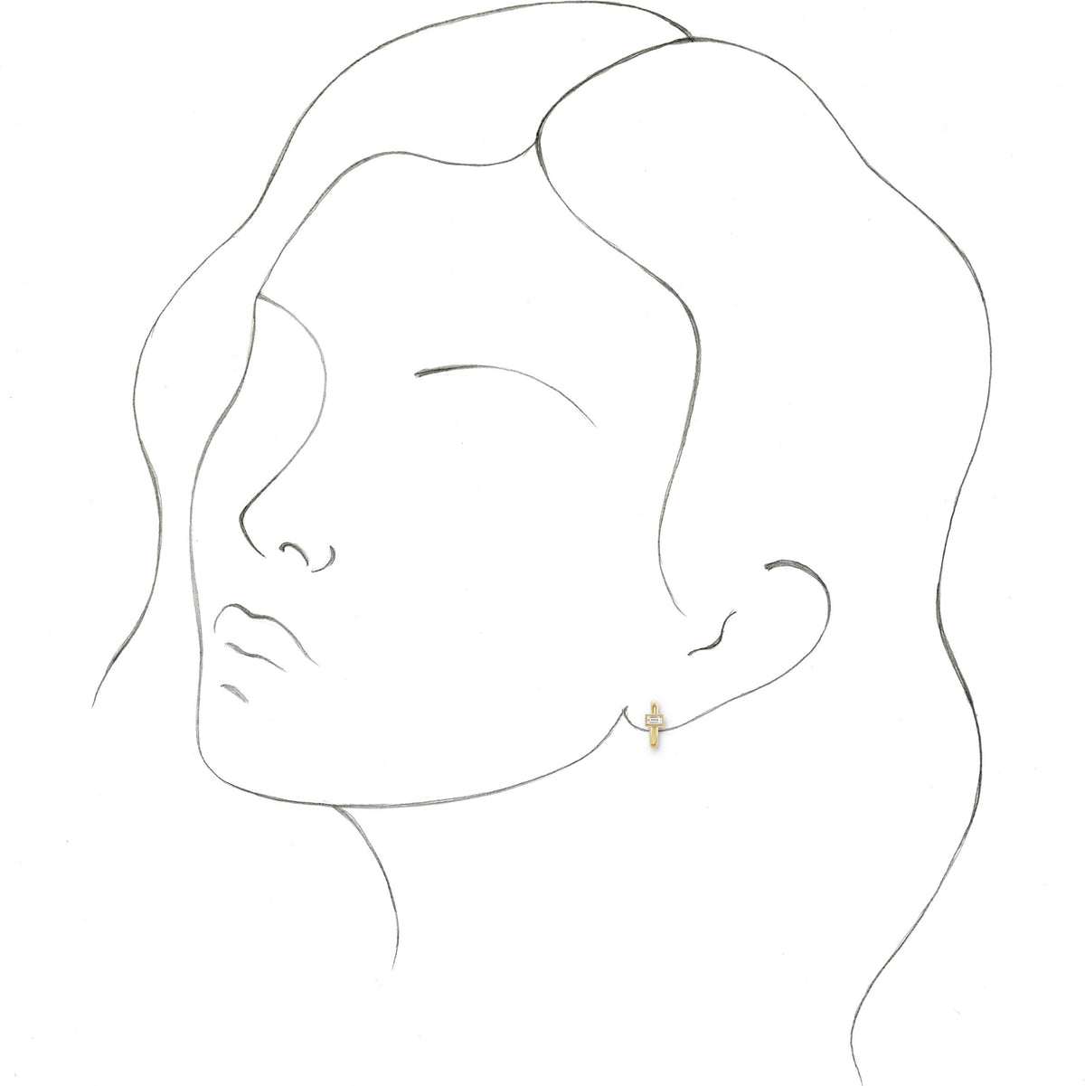 14K Yellow 1/5 CTW Diamond J-Hoop Earrings
