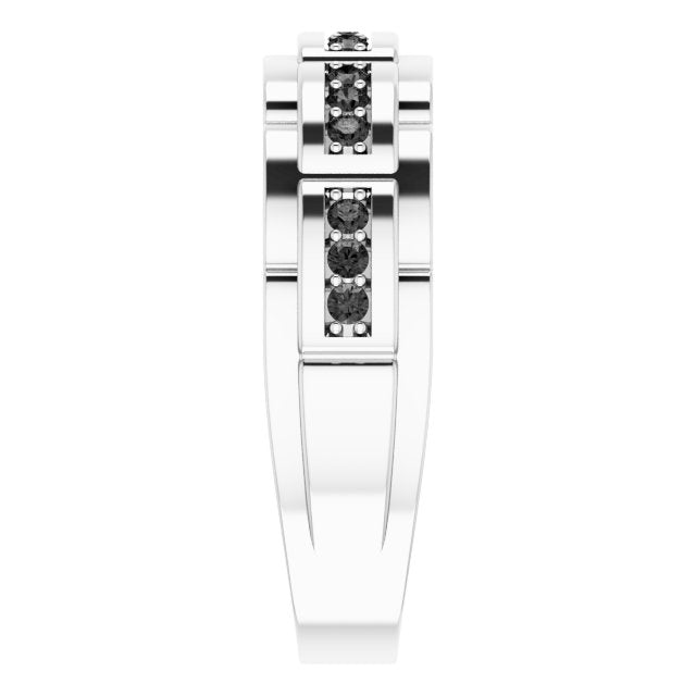 14K White 1/4 CTW Black Diamond Pattern Ring