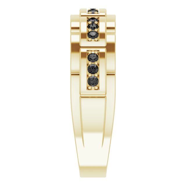 14K Yellow 1/4 CTW Black Diamond Pattern Ring