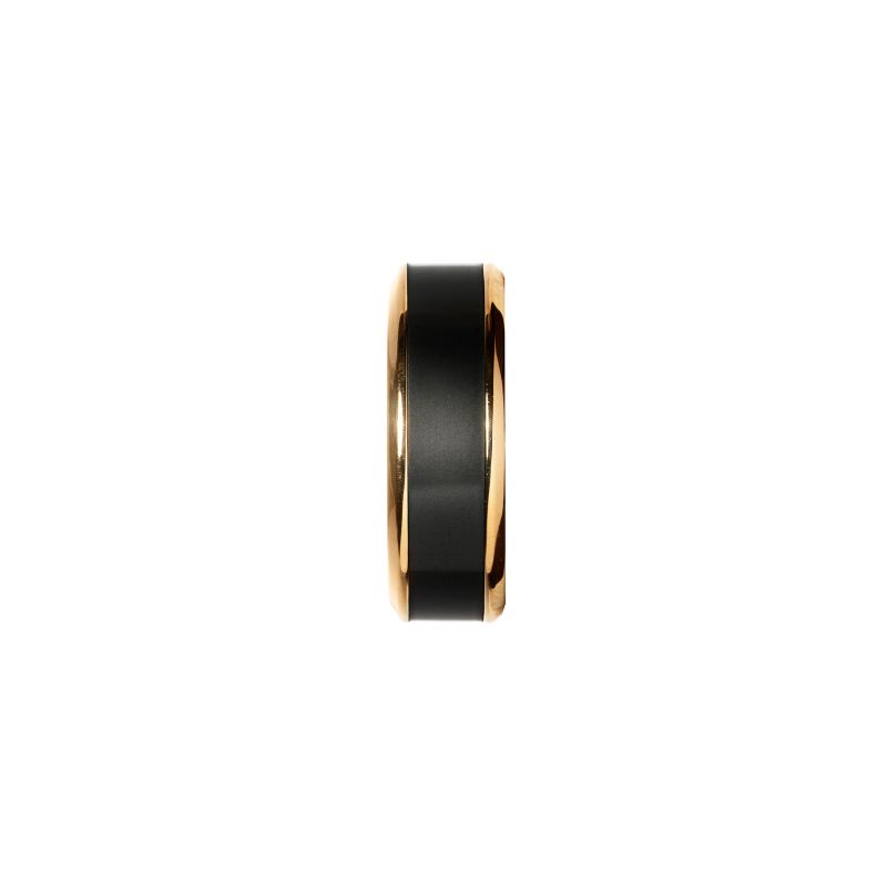 Elysium Ares Matte Reverse Inlay Yellow Gold Beveled 8mm Black Pressed Diamond Wedding Band