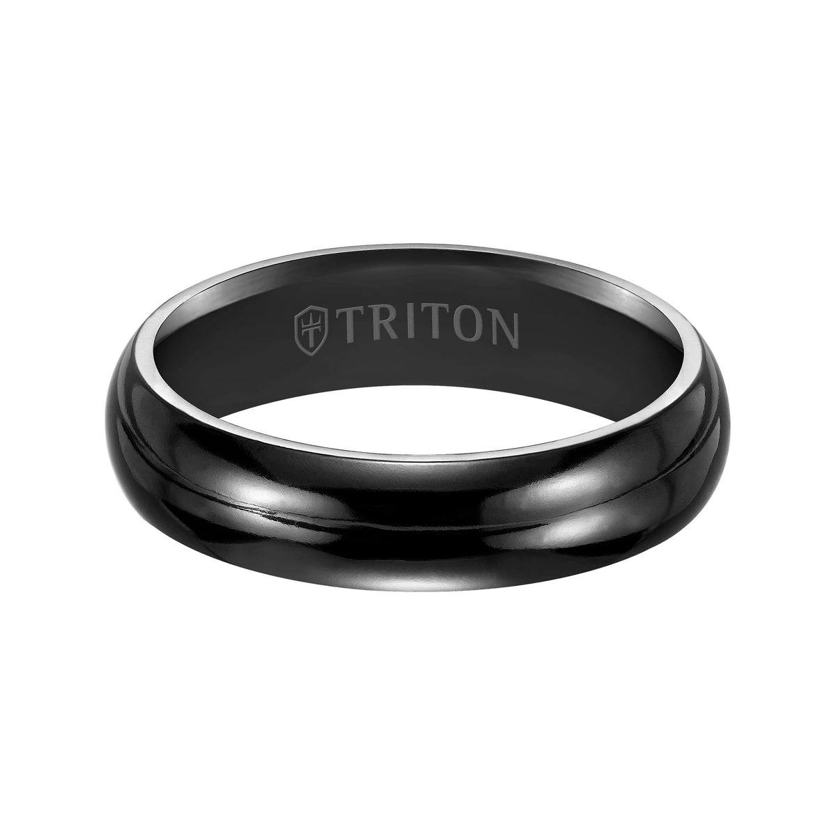6mm Domed Black Titanium Comfort Fit Band.