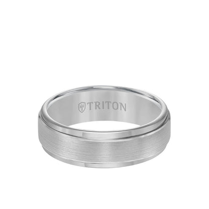 Triton 7MM Tungsten Carbide Ring - Brushed Finish and Step Edge
