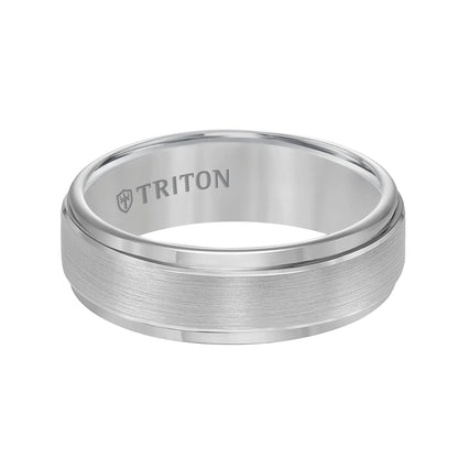 Rose Tungsten Carbide Step Edge Comfort Fit Band with Satin Center and Bright Polish Edges