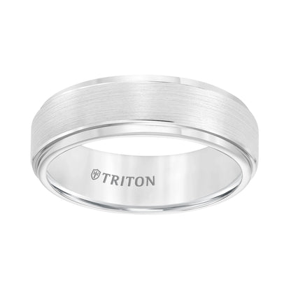 Rose Tungsten Carbide Step Edge Comfort Fit Band with Satin Center and Bright Polish Edges