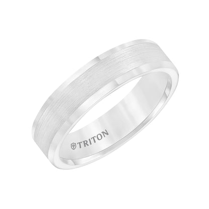 Flat Yellow Tungsten Carbide Round Edge Comfort Fit Band with Satin Center and Bright Edge
