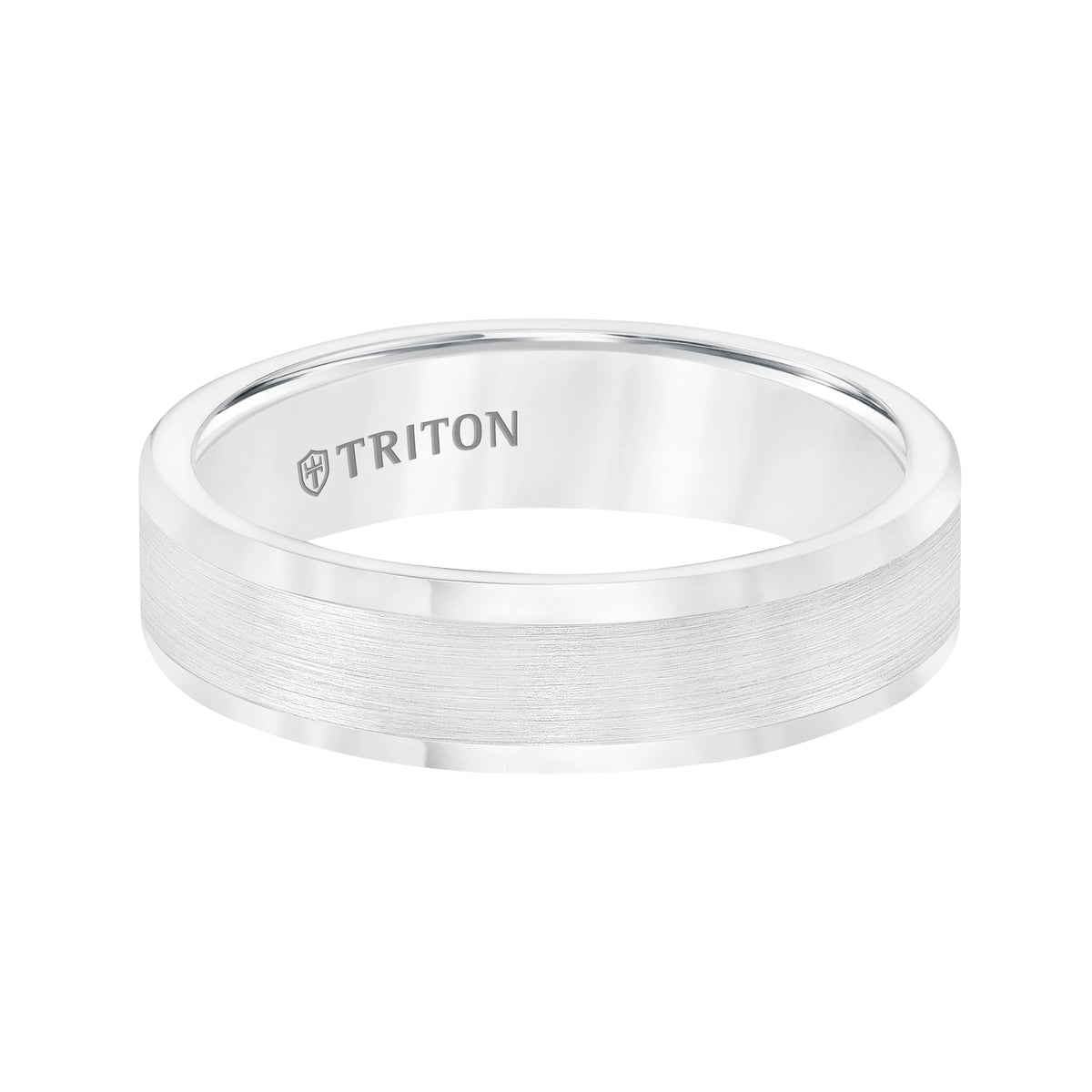 Flat Yellow Tungsten Carbide Round Edge Comfort Fit Band with Satin Center and Bright Edge