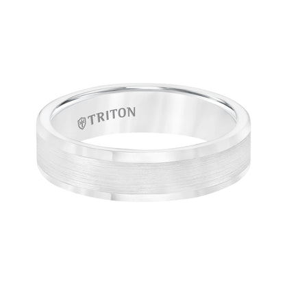 6mm White Tungsten Carbide Satin Finish Flat Center with Bright Polish Round Edges Comfort Fit Wedding Band