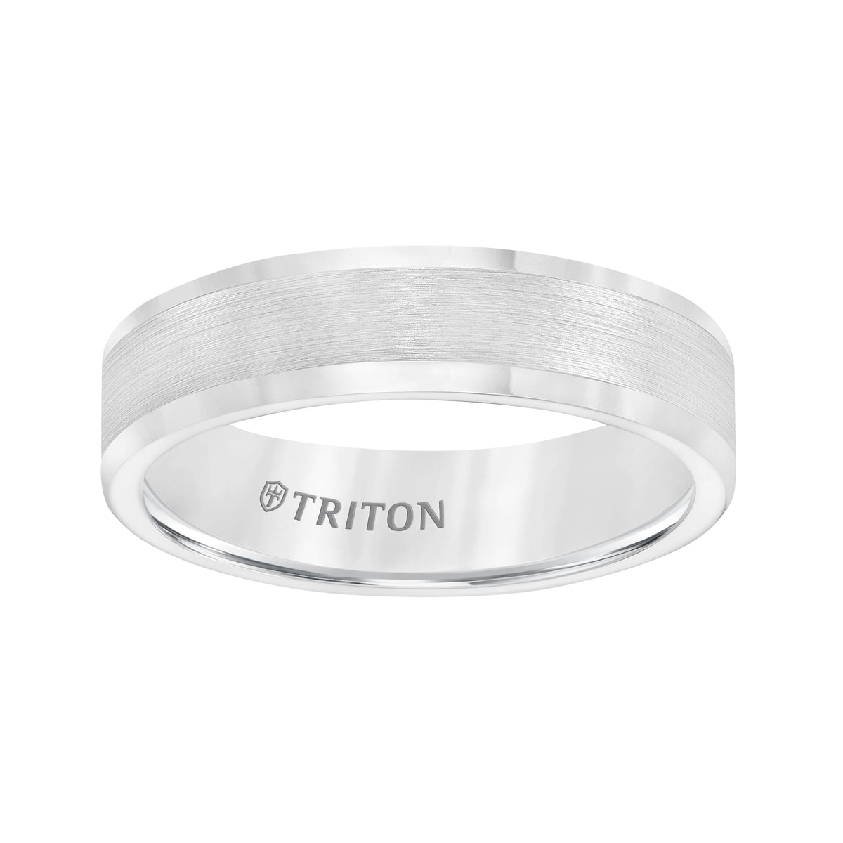 Flat Yellow Tungsten Carbide Round Edge Comfort Fit Band with Satin Center and Bright Edge