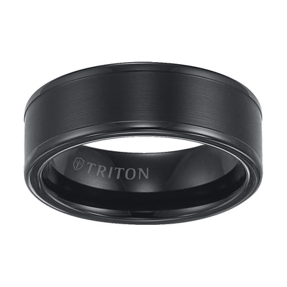 Tungsten Carbide Satin Finish Flat Center with Bright Polish Round Edges Comfort Fit Wedding Band