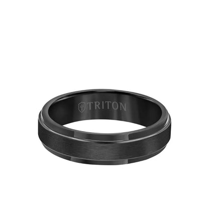 Triton 6MM Tungsten Carbide Ring - Satin Finish Center and Step Edge