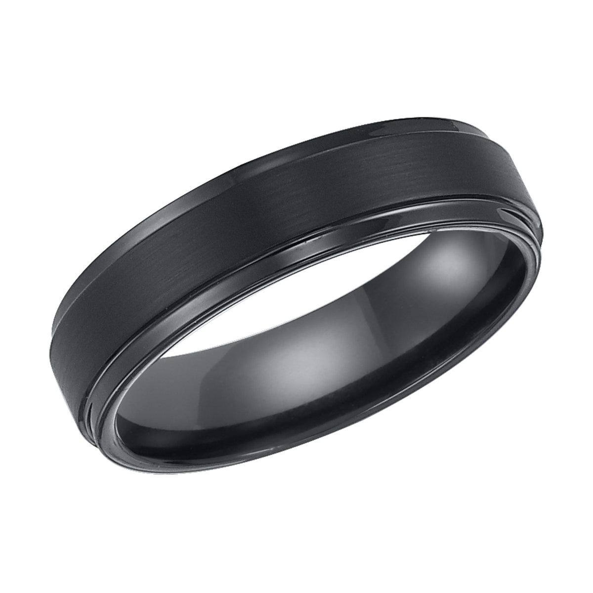 6mm Rose Tungsten Carbide Satin Finish Flat Center with Bright Step Edge Comfort Fit Band.