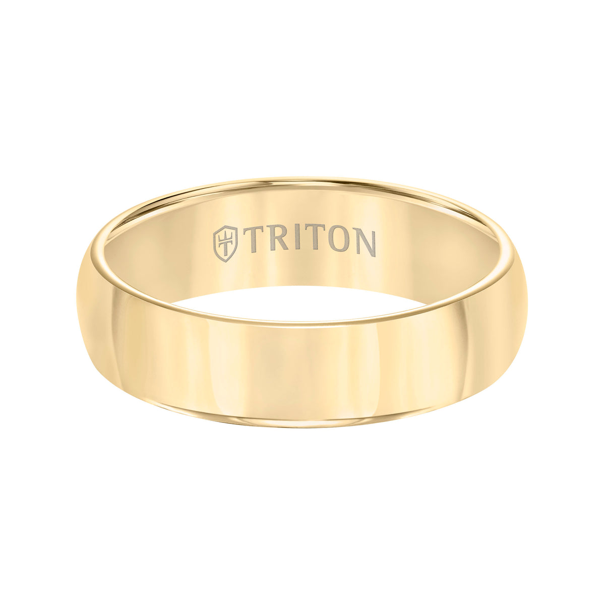 Domed Yellow Tungsten Carbide Comfort Fit Band with Bright Polish