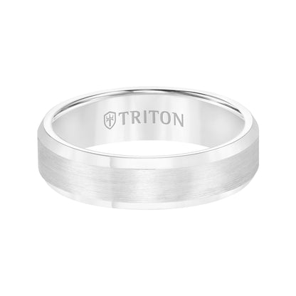6mm Bevel Edge Black Tungsten Carbide comfort fit Band with center satin finish and bright polished edge