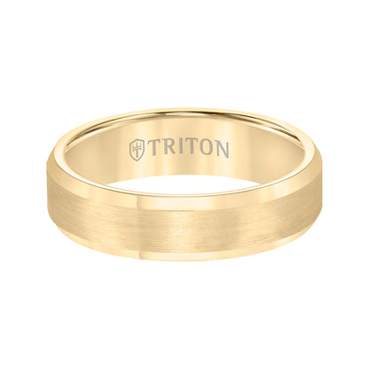 Bevel Edge Yellow Tungsten Carbide Comfort Fit Band with Satin Center and Bright Bevels