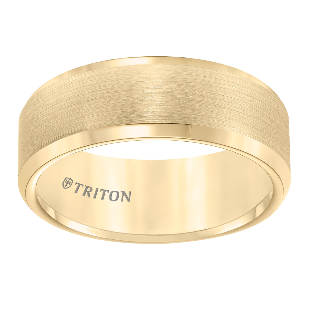 8mm Bevel Edge White Tungsten Carbide Comfort Fit Band with Satin Finish Center and Bright Polished Edge