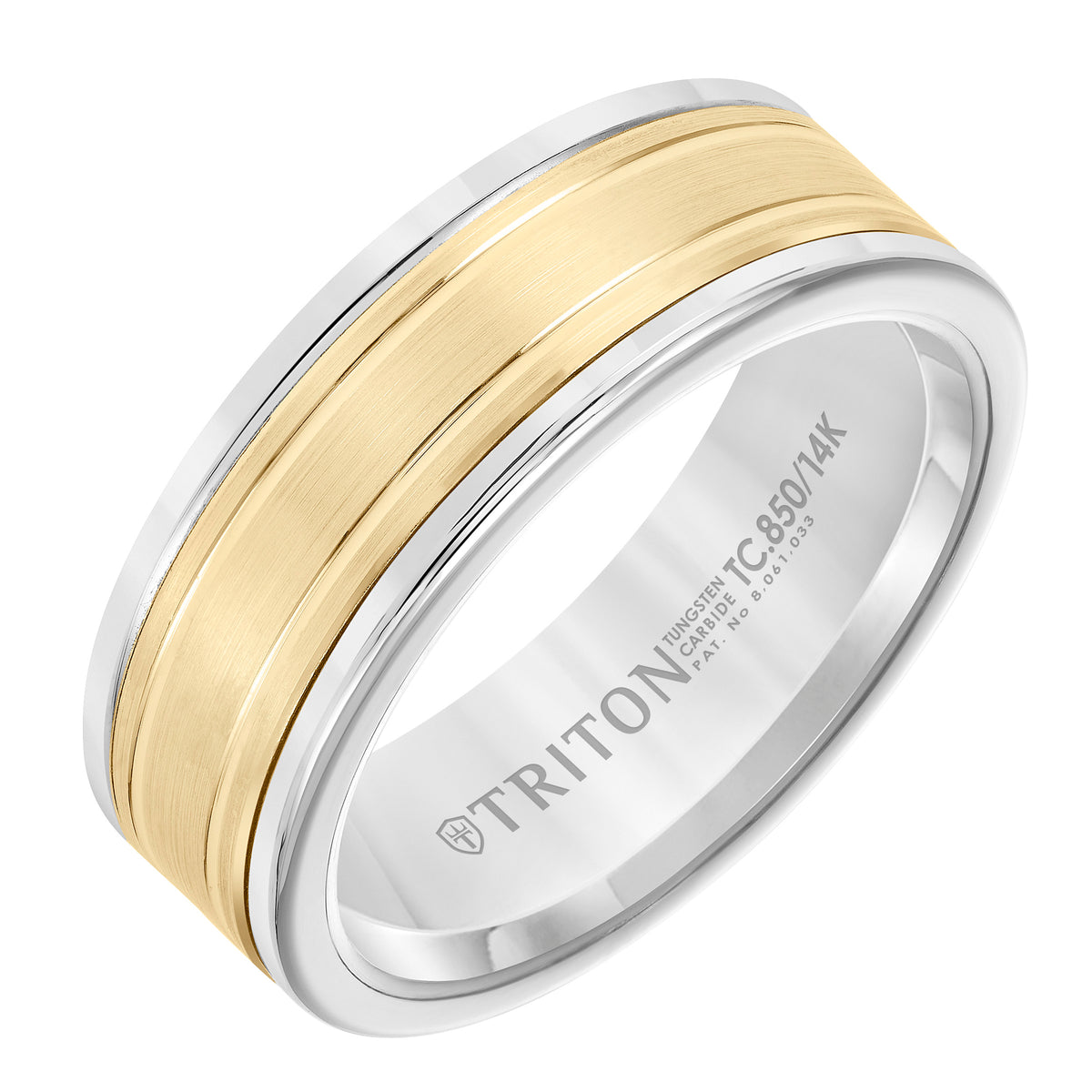 Double Engraved Finish Round Edge Wedding Band