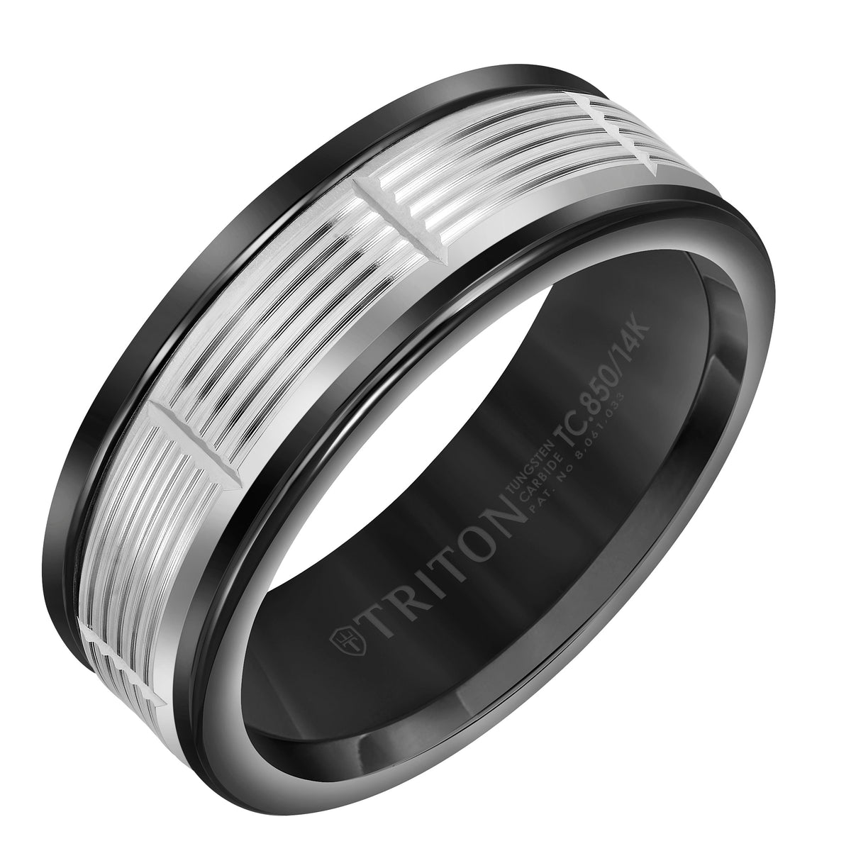 Serrated Cut Finish Round Edge Wedding Band