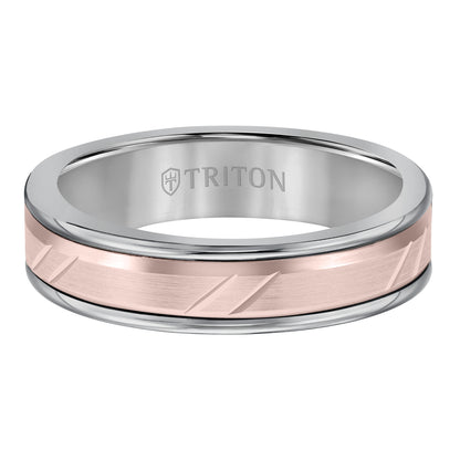 Bevel Diagonal Cut Finish Round Edge Wedding Band
