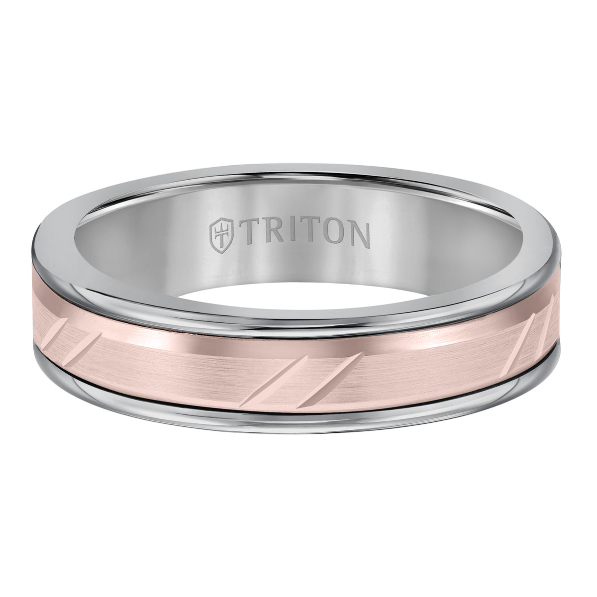 Bevel Diagonal Cut Finish Round Edge Wedding Band