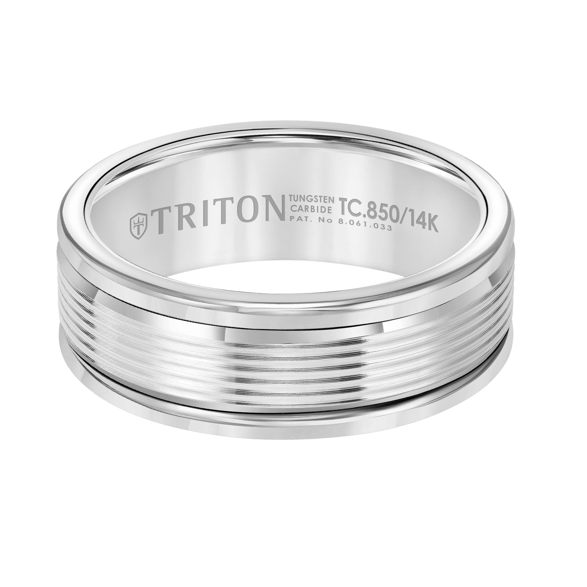Serrated Engraved Finish Round Edge Wedding Band