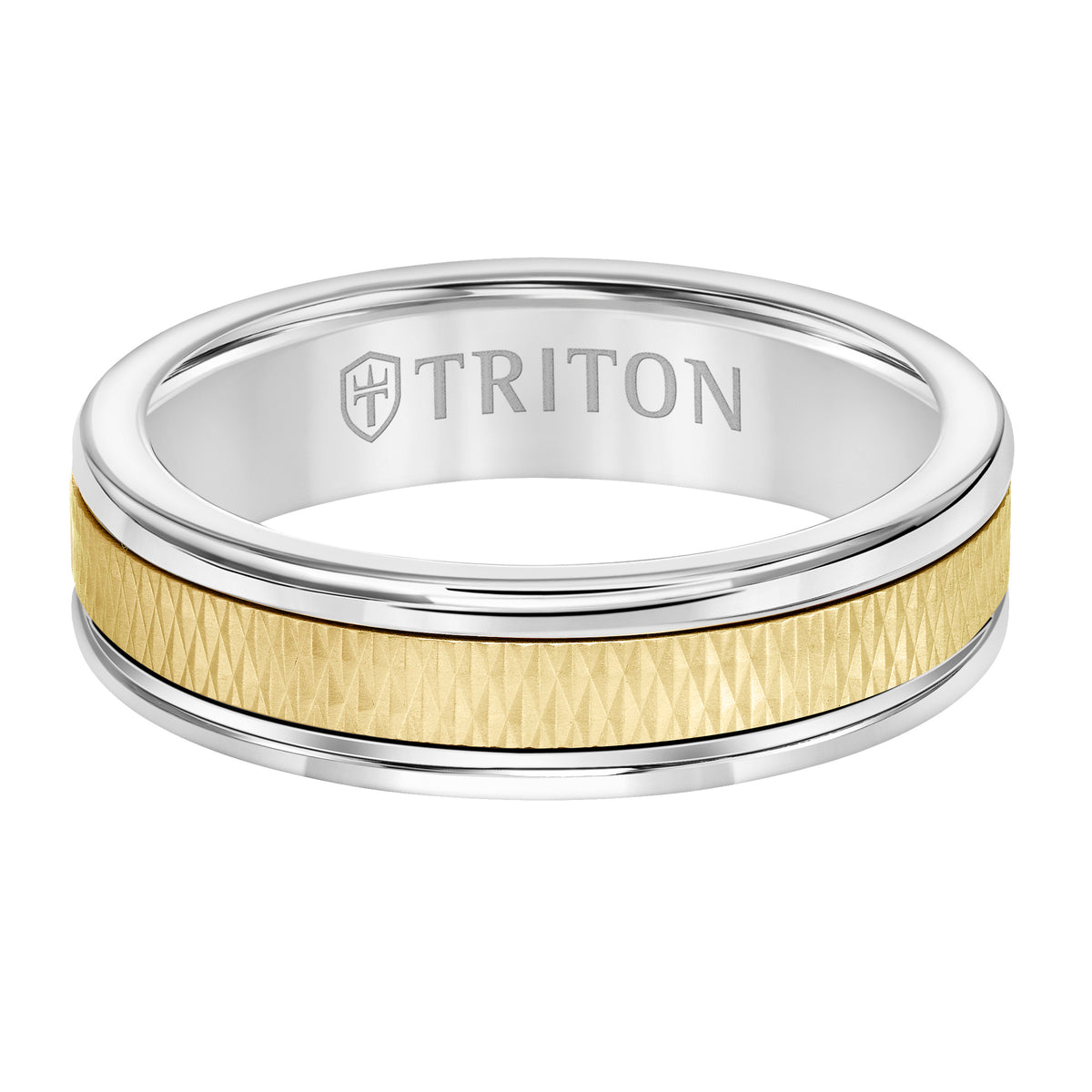 Criss Cross Texture Finish Round Edge Wedding Band
