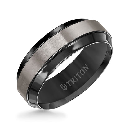 8mm Black titanium Flat with Beveled Edge Comfort Fit Band