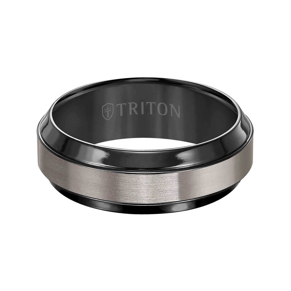 8mm Black titanium Flat with Beveled Edge Comfort Fit Band