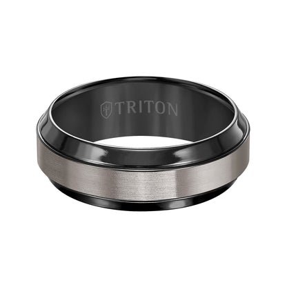 8mm Black titanium Flat with Beveled Edge Comfort Fit Band