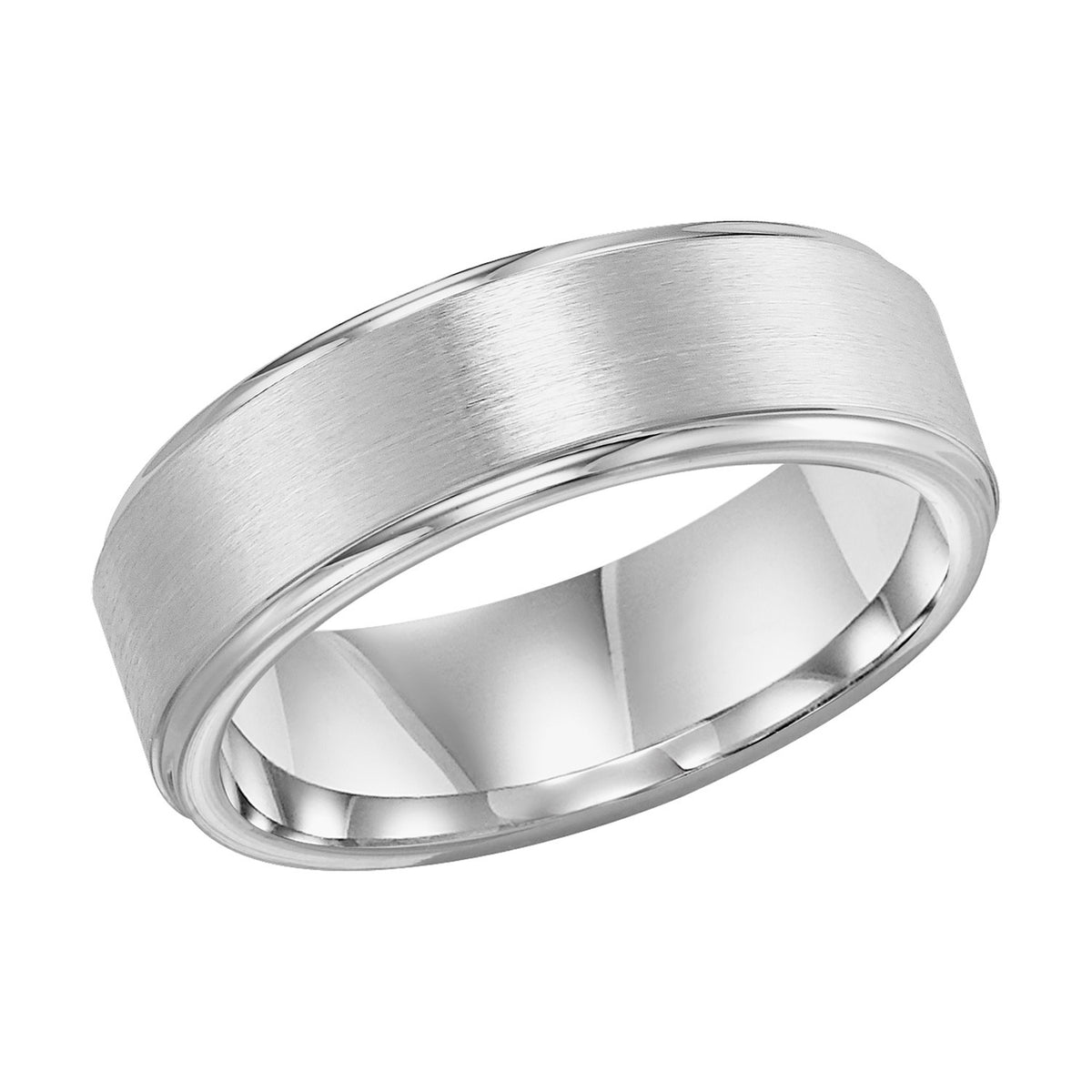 7.5mm Cobalt Brush Finish Center Bright Polished Bevel Edge Comfort Fit Band